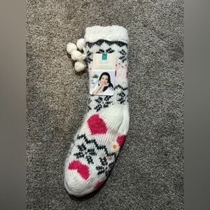 Cozy Winter Knit Slipper Socks - Pink and Black